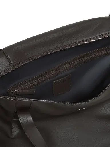 Zegna Men's Secondskin Weekender Bag - Dark Brown | Thumbnail 4 Zegna Men's Secondskin Weekender Bag - Dark Brown | Thumbnail 4