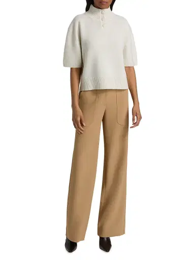 Brandon Maxwell Women's The Kinley Knit Crop Henley Sweater | Thumbnail 2 Brandon Maxwell Women's The Kinley Knit Crop Henley Sweater | Thumbnail 2