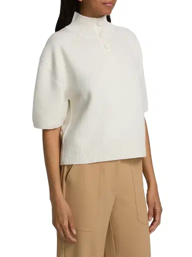 Brandon Maxwell Women's The Kinley Knit Crop Henley Sweater | Thumbnail 4 Brandon Maxwell Women's The Kinley Knit Crop Henley Sweater | Thumbnail 4
