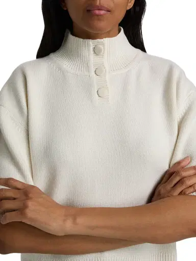 Brandon Maxwell Women's The Kinley Knit Crop Henley Sweater | Thumbnail 6 Brandon Maxwell Women's The Kinley Knit Crop Henley Sweater | Thumbnail 6