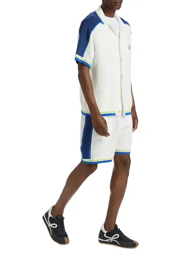 Casablanca Men's Side-Stripe Crochet Shorts | Thumbnail 2 Casablanca Men's Side-Stripe Crochet Shorts | Thumbnail 2