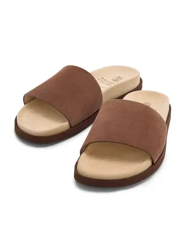 Brunello Cucinelli Men's Suede Slide Sandals - Tan - Size 13 | Thumbnail 2 Brunello Cucinelli Men's Suede Slide Sandals - Tan - Size 13 | Thumbnail 2