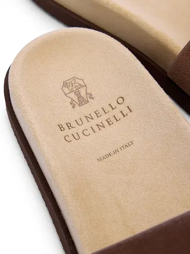 Brunello Cucinelli Men's Suede Slide Sandals - Tan - Size 13 | Thumbnail 5 Brunello Cucinelli Men's Suede Slide Sandals - Tan - Size 13 | Thumbnail 5
