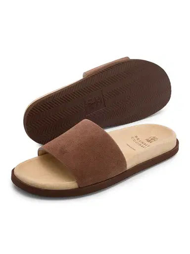 Brunello Cucinelli Men's Suede Slide Sandals - Tan - Size 13 | Thumbnail 6 Brunello Cucinelli Men's Suede Slide Sandals - Tan - Size 13 | Thumbnail 6