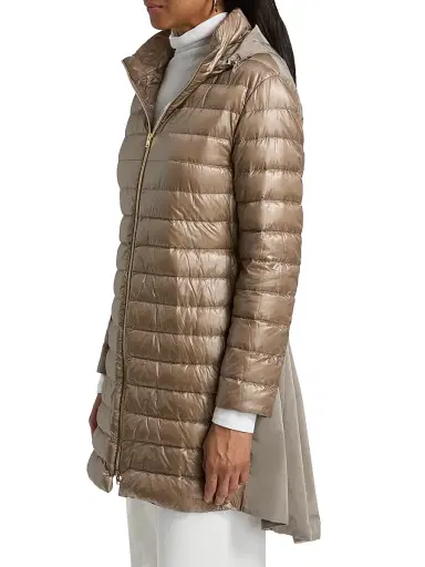 HERNO Women's Shiny Nylon High-Low Jacket - Taupe - Size 2 | Thumbnail 4 HERNO Women's Shiny Nylon High-Low Jacket - Taupe - Size 2 | Thumbnail 4