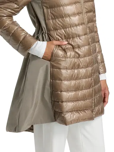 HERNO Women's Shiny Nylon High-Low Jacket - Taupe - Size 2 | Thumbnail 7 HERNO Women's Shiny Nylon High-Low Jacket - Taupe - Size 2 | Thumbnail 7
