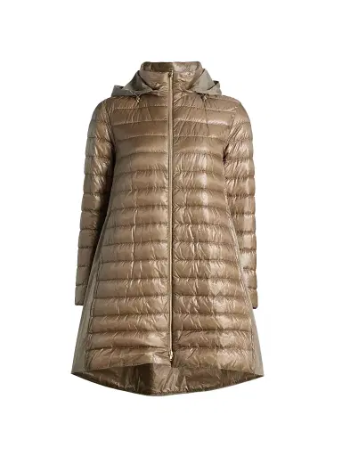 HERNO Women's Shiny Nylon High-Low Jacket - Taupe - Size 2 | Thumbnail 1 HERNO Women's Shiny Nylon High-Low Jacket - Taupe - Size 2 | Thumbnail 1