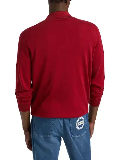 Stefano Ricci Men's Textured Silk-Cotton Quarter-Zip Polo Shirt - Red | Thumbnail 5 Stefano Ricci Men's Textured Silk-Cotton Quarter-Zip Polo Shirt - Red | Thumbnail 5