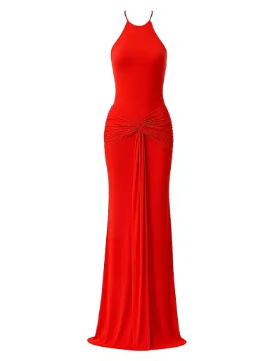 The New Arrivals Ilkyaz Ozel Women's Euphorie Amberica Gathered Jersey Gown - Amberica | Thumbnail 1 The New Arrivals Ilkyaz Ozel Women's Euphorie Amberica Gathered Jersey Gown - Amberica | Thumbnail 1