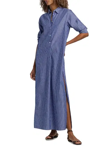 Nili Lotan Women's Mina Striped Cotton Shirtdress - Dark Navy White Stripe | Thumbnail 2 Nili Lotan Women's Mina Striped Cotton Shirtdress - Dark Navy White Stripe | Thumbnail 2