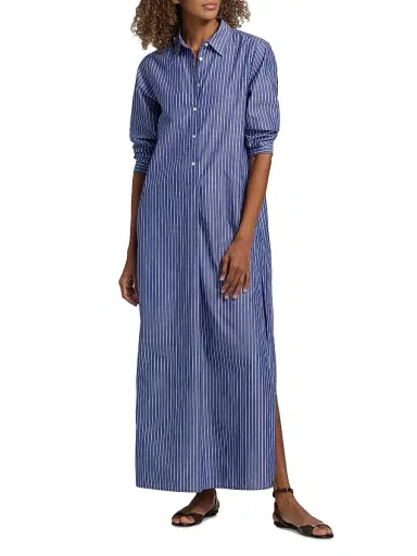 Nili Lotan Women's Mina Striped Cotton Shirtdress - Dark Navy White Stripe | Thumbnail 3 Nili Lotan Women's Mina Striped Cotton Shirtdress - Dark Navy White Stripe | Thumbnail 3