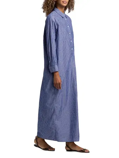 Nili Lotan Women's Mina Striped Cotton Shirtdress - Dark Navy White Stripe | Thumbnail 4 Nili Lotan Women's Mina Striped Cotton Shirtdress - Dark Navy White Stripe | Thumbnail 4
