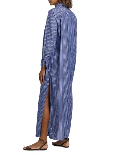 Nili Lotan Women's Mina Striped Cotton Shirtdress - Dark Navy White Stripe | Thumbnail 5 Nili Lotan Women's Mina Striped Cotton Shirtdress - Dark Navy White Stripe | Thumbnail 5