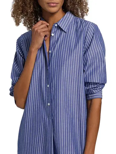 Nili Lotan Women's Mina Striped Cotton Shirtdress - Dark Navy White Stripe | Thumbnail 6 Nili Lotan Women's Mina Striped Cotton Shirtdress - Dark Navy White Stripe | Thumbnail 6