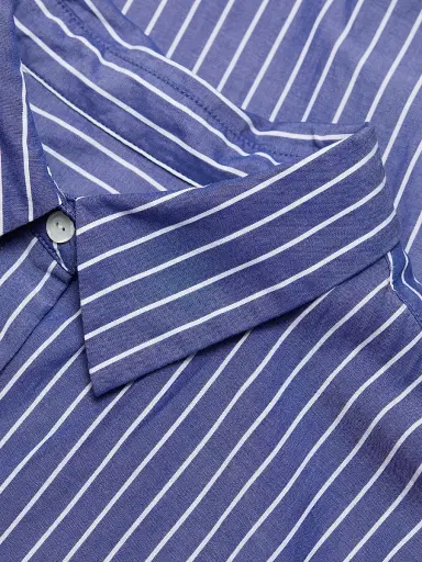Nili Lotan Women's Mina Striped Cotton Shirtdress - Dark Navy White Stripe | Thumbnail 7 Nili Lotan Women's Mina Striped Cotton Shirtdress - Dark Navy White Stripe | Thumbnail 7