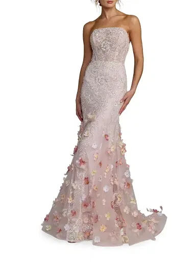 Mac Duggal Women's Embellished Strapless Mermaid Gown - Blush Multi | Thumbnail 1 Mac Duggal Women's Embellished Strapless Mermaid Gown - Blush Multi | Thumbnail 1