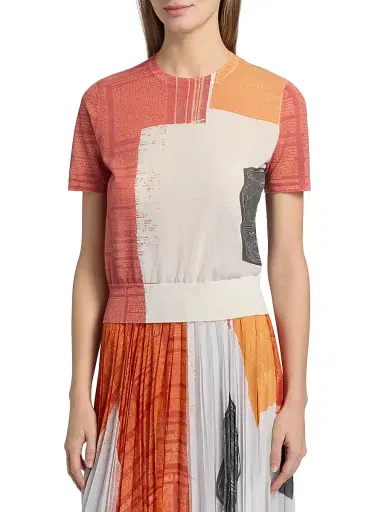 Jason Wu Collection Women's Printed Cotton-Blend T-Shirt - Red Multi | Thumbnail 3 Jason Wu Collection Women's Printed Cotton-Blend T-Shirt - Red Multi | Thumbnail 3