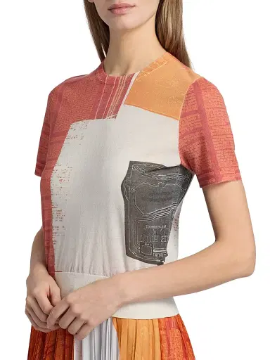 Jason Wu Collection Women's Printed Cotton-Blend T-Shirt - Red Multi | Thumbnail 6 Jason Wu Collection Women's Printed Cotton-Blend T-Shirt - Red Multi | Thumbnail 6