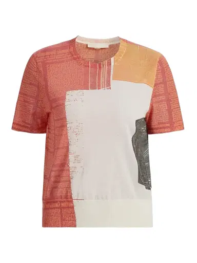 Jason Wu Collection Women's Printed Cotton-Blend T-Shirt - Red Multi | Thumbnail 1 Jason Wu Collection Women's Printed Cotton-Blend T-Shirt - Red Multi | Thumbnail 1