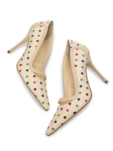 Manolo Blahnik Women's 105MM Polka Dot Silk Stiletto Pumps - Cream Multi | Thumbnail 6 Manolo Blahnik Women's 105MM Polka Dot Silk Stiletto Pumps - Cream Multi | Thumbnail 6