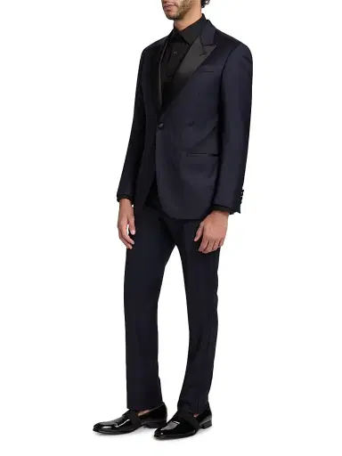 Emporio Armani Men's Solid Stretch-Virgin Wool Tuxedo - Navy - Size 46 | Thumbnail 4 Emporio Armani Men's Solid Stretch-Virgin Wool Tuxedo - Navy - Size 46 | Thumbnail 4
