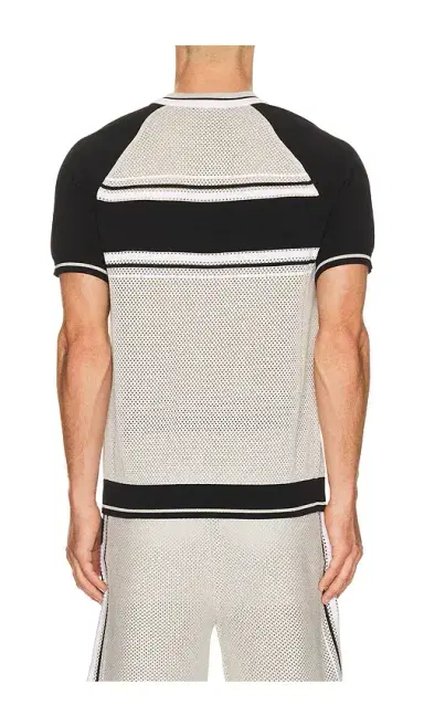 Casablanca Metallic Mesh Stripe Zip Polo | Thumbnail 2 Casablanca Metallic Mesh Stripe Zip Polo | Thumbnail 2