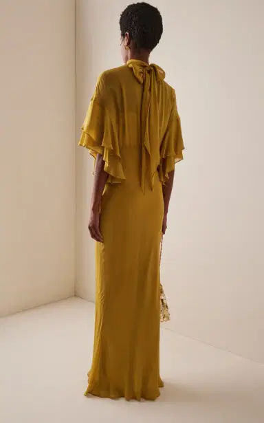 De La Vali Lena Ruffled Georgette Maxi Dress | Thumbnail 4 De La Vali Lena Ruffled Georgette Maxi Dress | Thumbnail 4