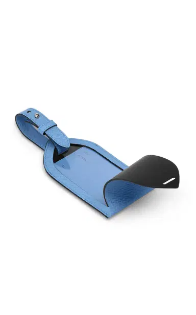 Smythson Panama Leather Luggage Tag - Blue | Thumbnail 3 Smythson Panama Leather Luggage Tag - Blue | Thumbnail 3