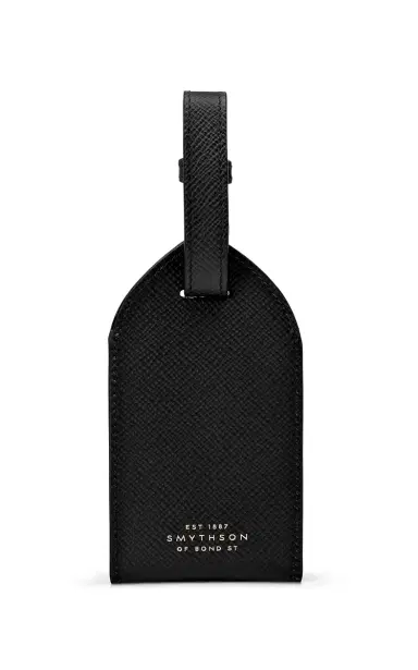 Smythson Panama Leather Luggage Tag - Black | Thumbnail 1 Smythson Panama Leather Luggage Tag - Black | Thumbnail 1