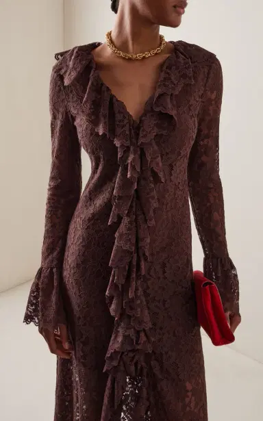 DE LA VALI Clementina Ruffled Lace Maxi Dress | Thumbnail 3 DE LA VALI Clementina Ruffled Lace Maxi Dress | Thumbnail 3