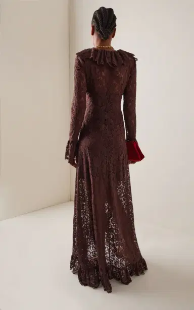 DE LA VALI Clementina Ruffled Lace Maxi Dress | Thumbnail 4 DE LA VALI Clementina Ruffled Lace Maxi Dress | Thumbnail 4