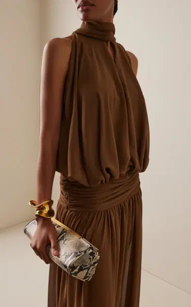 DE LA VALI Cruz Crepe Tie-Neck Maxi Dress | Thumbnail 4 DE LA VALI Cruz Crepe Tie-Neck Maxi Dress | Thumbnail 4