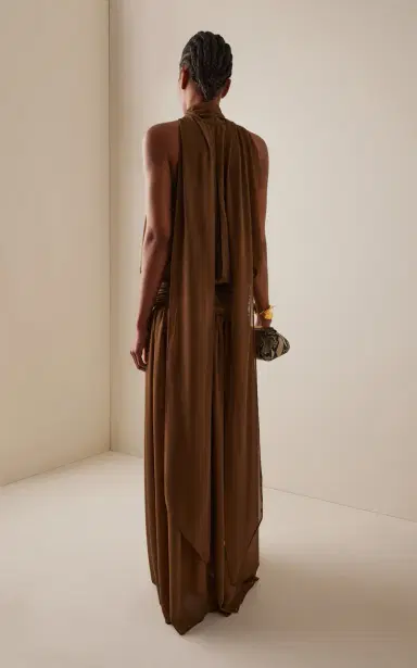 DE LA VALI Cruz Crepe Tie-Neck Maxi Dress | Thumbnail 5 DE LA VALI Cruz Crepe Tie-Neck Maxi Dress | Thumbnail 5