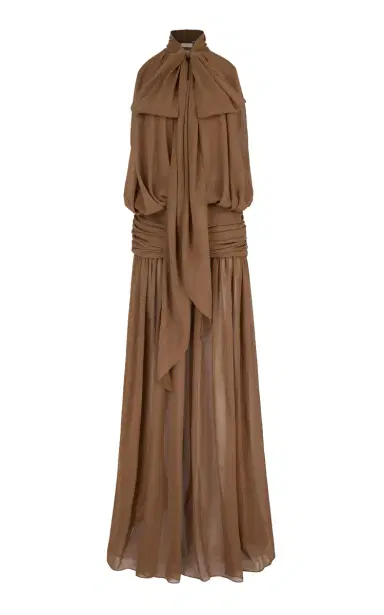 DE LA VALI Cruz Crepe Tie-Neck Maxi Dress | Thumbnail 6 DE LA VALI Cruz Crepe Tie-Neck Maxi Dress | Thumbnail 6