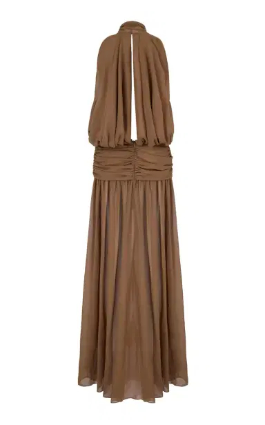 DE LA VALI Cruz Crepe Tie-Neck Maxi Dress | Thumbnail 1 DE LA VALI Cruz Crepe Tie-Neck Maxi Dress | Thumbnail 1