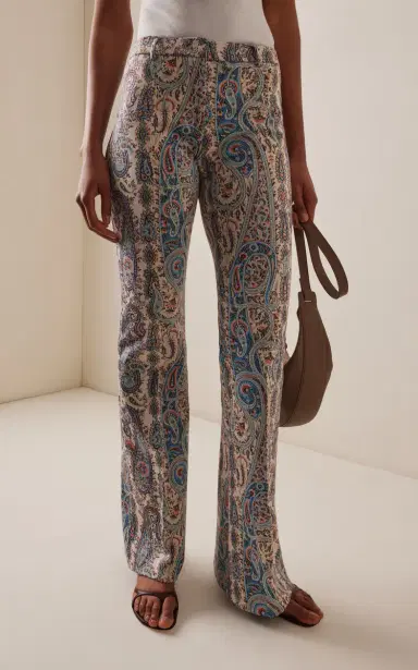 Etro Paisley-Jacquard Cotton-Blend Flared Trousers | Thumbnail 3 Etro Paisley-Jacquard Cotton-Blend Flared Trousers | Thumbnail 3