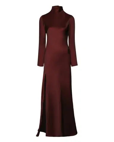 LAPOINTE Satin Draped Neck Bias Dress With Slit | Thumbnail 4 LAPOINTE Satin Draped Neck Bias Dress With Slit | Thumbnail 4