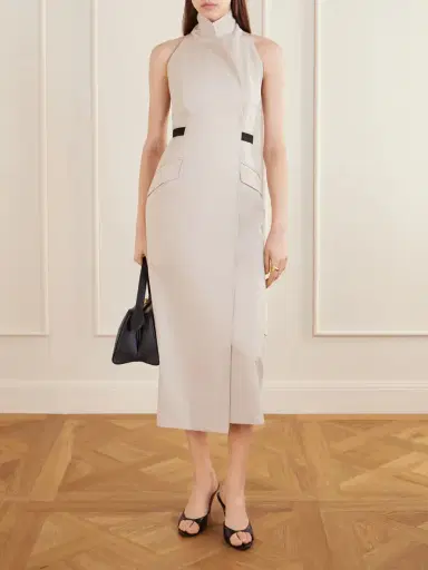 Max Mara Cime Stretch Cotton And Wool-blend Halterneck Maxi Dress | Thumbnail 2 Max Mara Cime Stretch Cotton And Wool-blend Halterneck Maxi Dress | Thumbnail 2