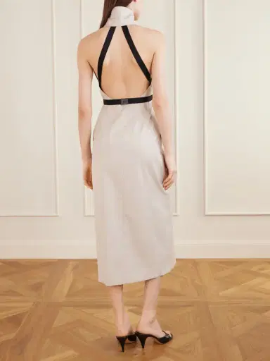 Max Mara Cime Stretch Cotton And Wool-blend Halterneck Maxi Dress | Thumbnail 3 Max Mara Cime Stretch Cotton And Wool-blend Halterneck Maxi Dress | Thumbnail 3