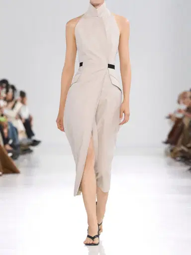 Max Mara Cime Stretch Cotton And Wool-blend Halterneck Maxi Dress | Thumbnail 5 Max Mara Cime Stretch Cotton And Wool-blend Halterneck Maxi Dress | Thumbnail 5