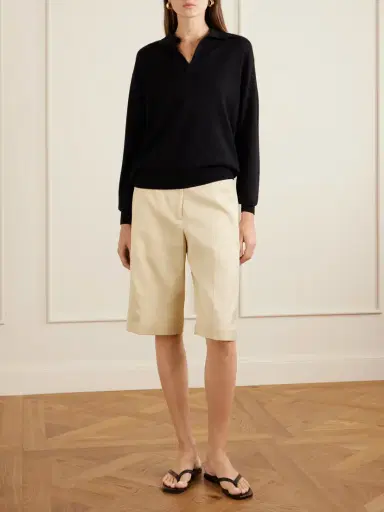 Auralee Cashmere And Silk-blend Polo Sweater | Thumbnail 2 Auralee Cashmere And Silk-blend Polo Sweater | Thumbnail 2