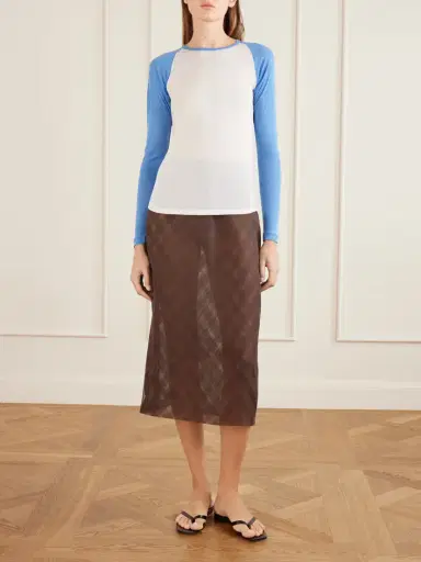 Auralee Striped Silk And Cotton-blend Jacquard Midi Skirt | Thumbnail 2 Auralee Striped Silk And Cotton-blend Jacquard Midi Skirt | Thumbnail 2