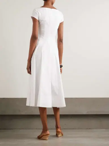 Staud Wells Pleated Cotton-blend Poplin Midi Dress | Thumbnail 3 Staud Wells Pleated Cotton-blend Poplin Midi Dress | Thumbnail 3