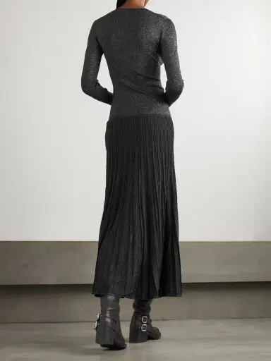 Isabel Marant Guetty Pleated Metallic-knit Midi Dress | Thumbnail 3 Isabel Marant Guetty Pleated Metallic-knit Midi Dress | Thumbnail 3