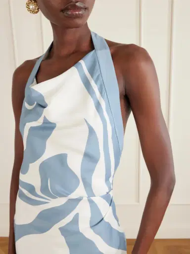 SIR. Lilou Printed Silk-satin Halterneck Mini Dress | Thumbnail 4 SIR. Lilou Printed Silk-satin Halterneck Mini Dress | Thumbnail 4