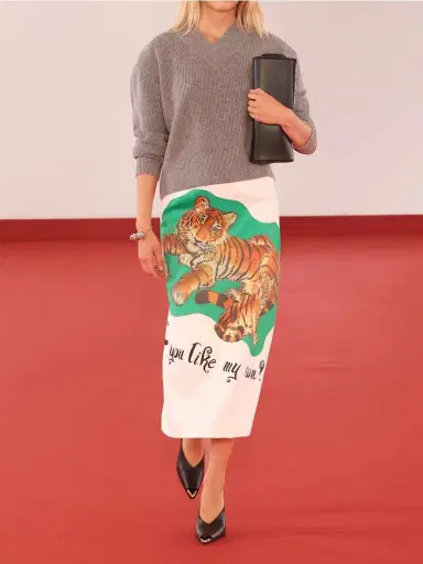 Brandon Maxwell Mercer Printed Satin Midi Skirt | Thumbnail 6 Brandon Maxwell Mercer Printed Satin Midi Skirt | Thumbnail 6