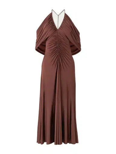 Self-Portrait Off-the-shoulder Draped Stretch-jersey Midi Dress | Thumbnail 1 Self-Portrait Off-the-shoulder Draped Stretch-jersey Midi Dress | Thumbnail 1