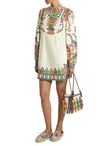 Etro Floral Paisley A-Line Cotton Mini Dress | Thumbnail 3 Etro Floral Paisley A-Line Cotton Mini Dress | Thumbnail 3