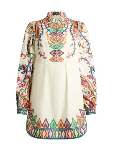 Etro Floral Paisley A-Line Cotton Mini Dress | Thumbnail 1 Etro Floral Paisley A-Line Cotton Mini Dress | Thumbnail 1