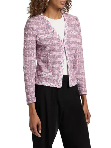 Misook Women's Tweed Knit Jacket - Pink Parfait Multi - Size XXL | Thumbnail 4 Misook Women's Tweed Knit Jacket - Pink Parfait Multi - Size XXL | Thumbnail 4